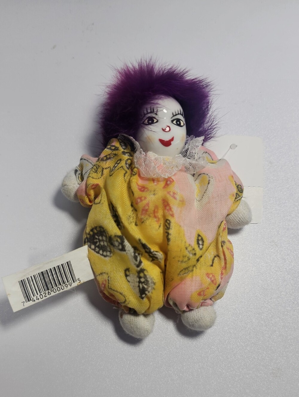 Vintage Porcelain Head Sand-Filled Bodies Clown Doll 5inch